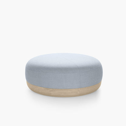 Pouf rond grand en bois massif et tissu