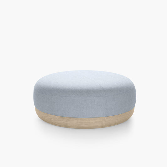 Pouf rond grand en bois massif et tissu
