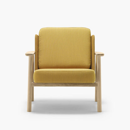 Fauteuil lounge en bois massif et tissu