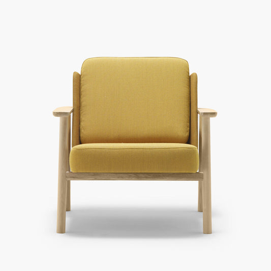 Fauteuil lounge en bois massif et tissu