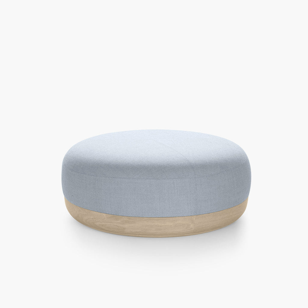 Pouf rond grand en bois massif et tissu