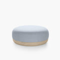 Pouf rond grand en bois massif et tissu