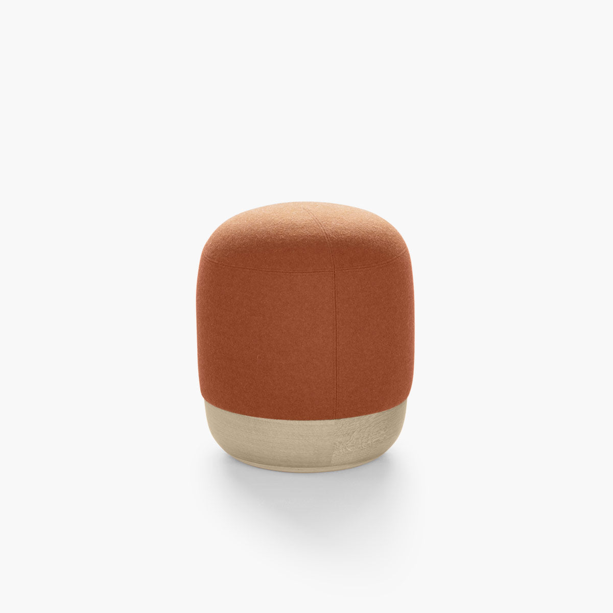 Pouf rond petit en bois massif et tissu