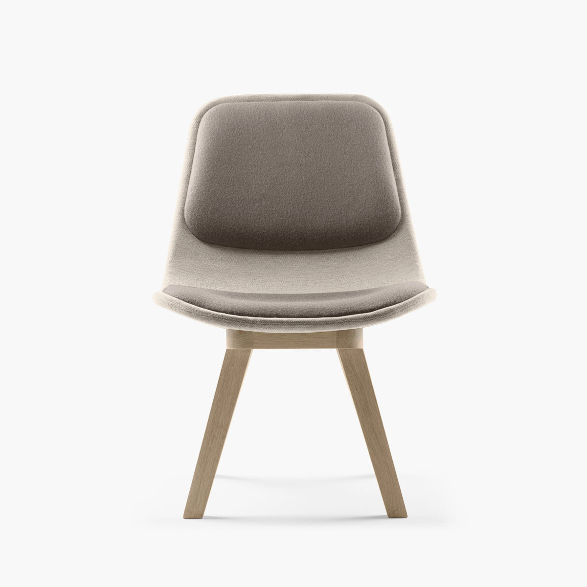 Fauteuil lounge coque rembourrée sur piètement en bois massif