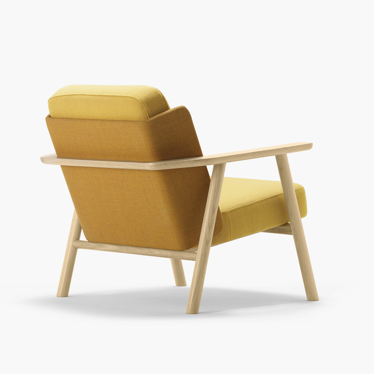 Fauteuil lounge en bois massif et tissu