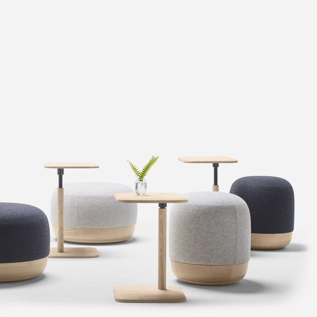 Pouf rond petit en bois massif et tissu