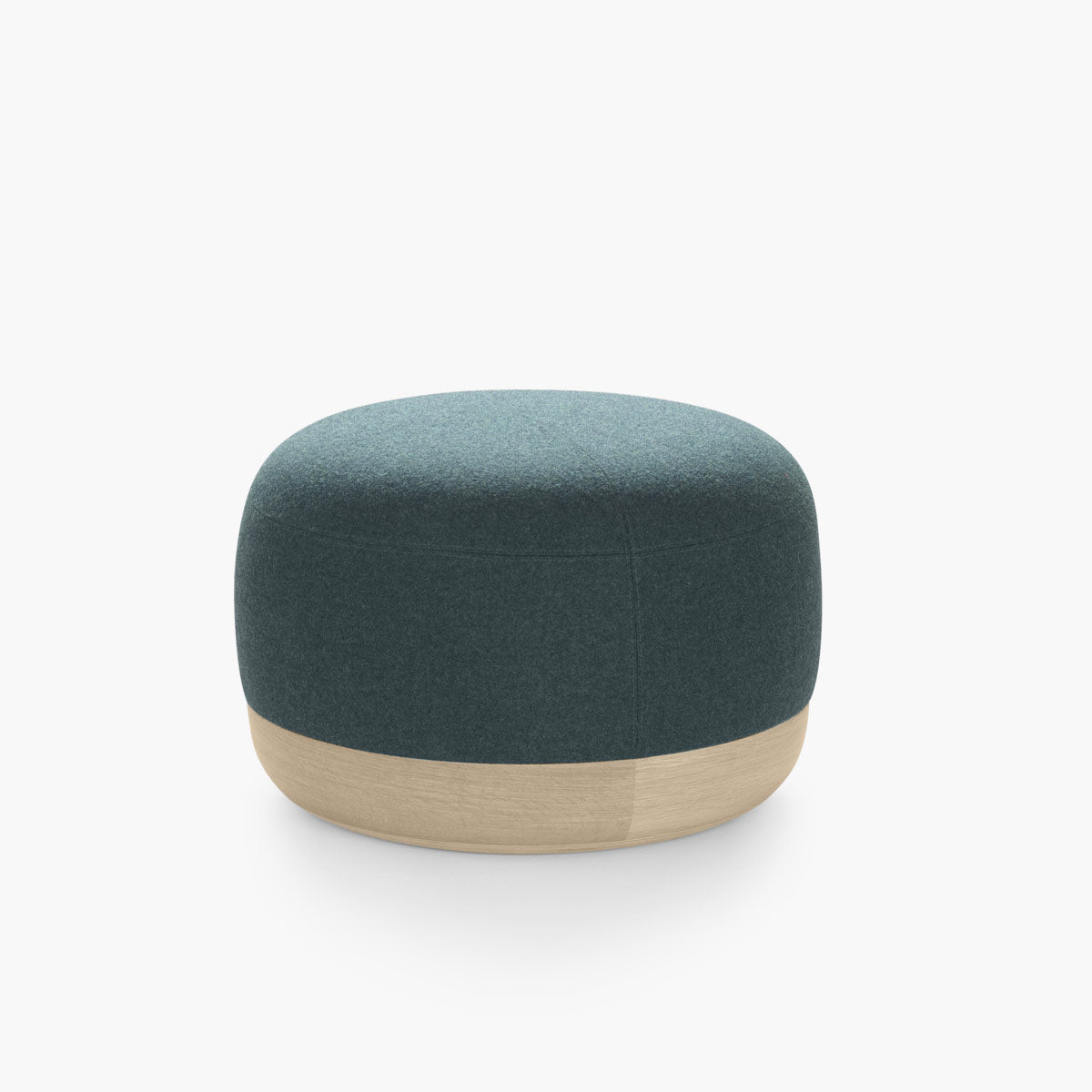 Pouf rond moyen en bois massif et tissu